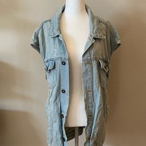 Oversized Distressed Denim Vest